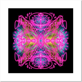 Neon mandala art Posters and Art